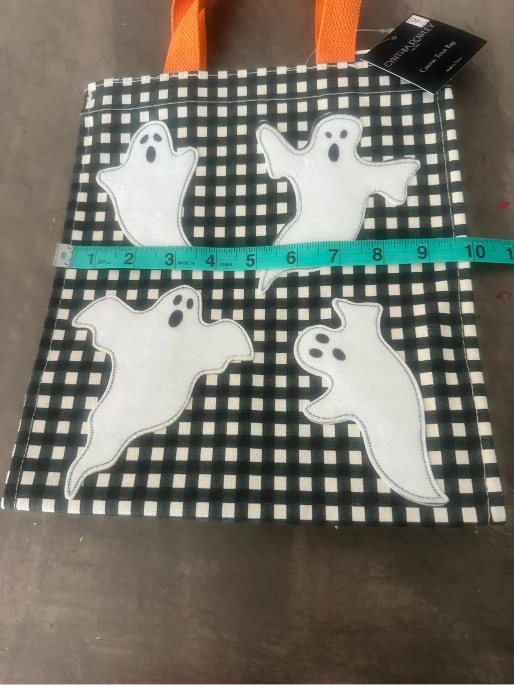 Halloween Ghost Trick-or-Treat Tote Bag with Orange Handles(can be a purse👻)
